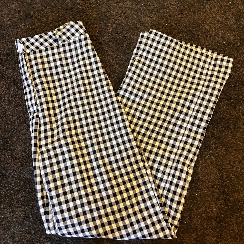 Black checkered straight leg pants